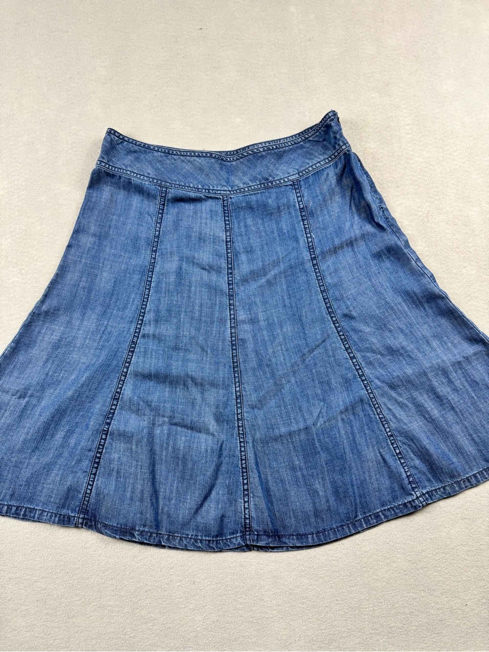 Women's Blue A-Line Tencel Midi Skirt Prairie Size P10 Western Boho Cottagecore